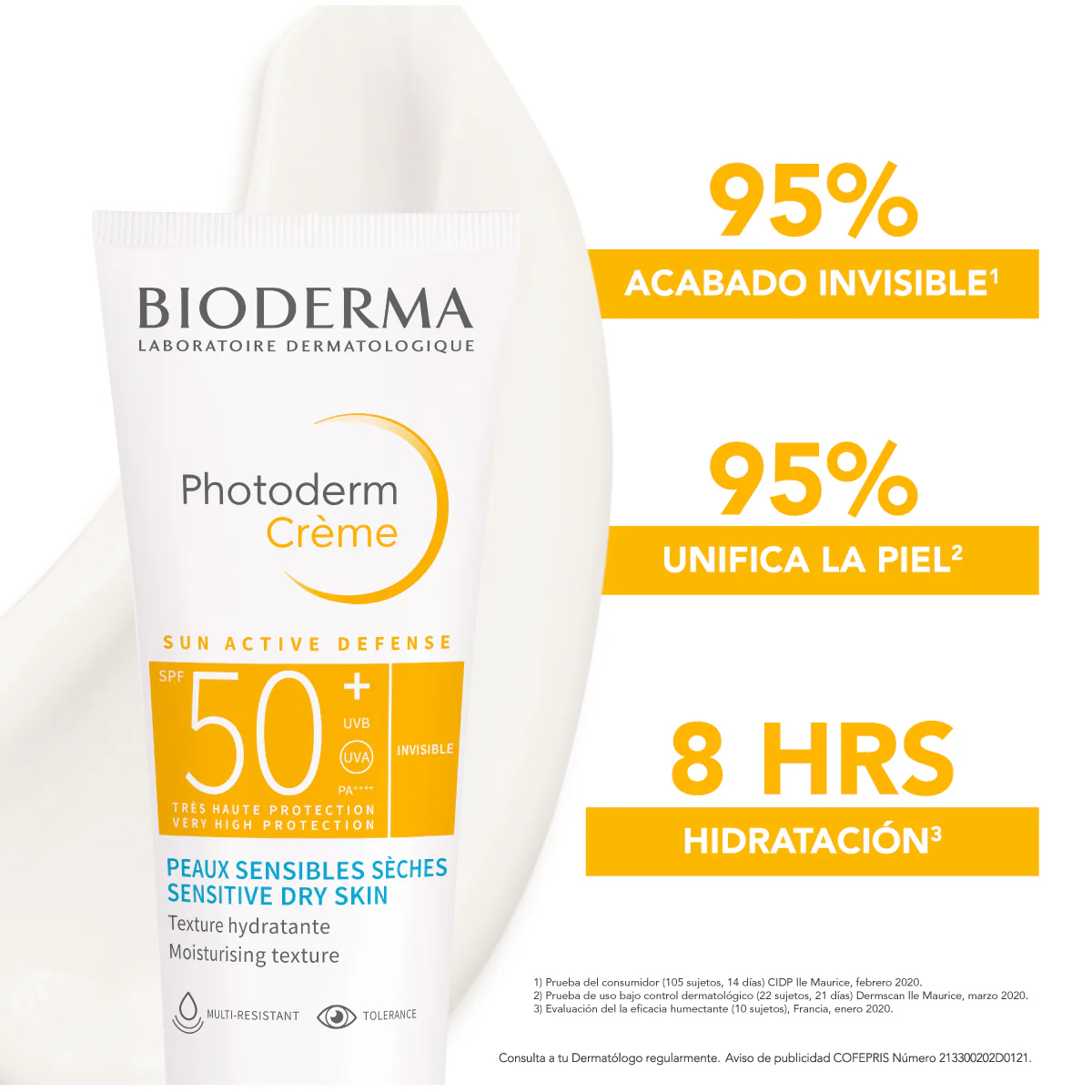 3701129803523 (1) كريم واقي من اشعة الشمس فوتوديرم كريم مع درجة حماية 50+ شفاف بيوديرما 40مل