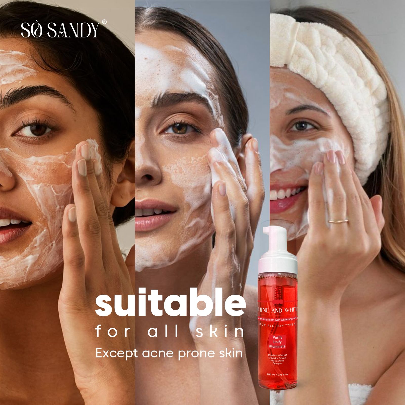 7-2 سو ساندي شاين اند وايت غسول فوم 200 مل